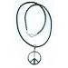 Stainless Steel, 30mm X 47mm, Peace Sign, Pendant 18 Long Braided Leather Cord Necklace Lobster Claw Clasp - Black 4 Strand Braid Round , 3 Mm Wide