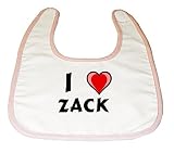 Baby Bib with I Love Zack by Shopzeus