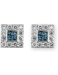 Rubin Arthur 1.30 CT Blue and White Diamond 14K White Gold Earrings