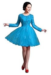 A-line Polyester/Viscose Sequined Applique Short Scoop Neck Long Sleeves Prom Dress 
