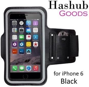Hashub Sports Running Armband for Apple iPhone 6 or 6 Plus and others - Great for working out, walking jogging running lifting biking hiking skateboarding dancing yoga pilates and more (iPhone 6 Black)