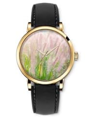 SPRAWL Aanalog Fashion Series Gold Ladies Watches of Genuine Black Leather Strap,Unique Wrist Watch for Women Girls Designed with Shaped plant puppy tail