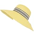 Upf 50+ Sun Beach Braid Ribbon Hat Floppy 5" Brim Beige