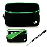 Green w/ Black Slim Design Soft Neoprene Carrying Cover Case with extra pocket for Pandigital Novel 7 Color Multimedia White eReader + Indlues a 4-Inch Determination Hand Strap