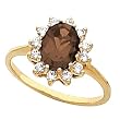 14K Yellow Gold Smoky Quartz and Diamond Ring