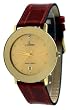 Le Chateau #955M-9 Men's Gold Tone Elegant Leather Strap Domed Crystal Watch