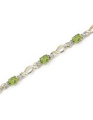 14kt Yellow Gold Oval Peridot and Diamond Bracelet
