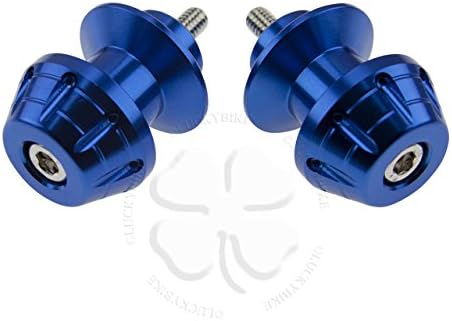 Spools - Rear Swingarm - Yamaha Aprilia Buell Triumph - Swingarm Sliders - 8 Shooter - Medium Beveled - 6mm Bolts - Blue