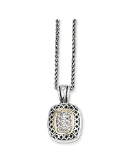 Sterling Silver 14k Yellow Gold 1/6ct. Diamond 18in Vintage Style Necklace