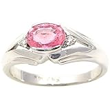 14K White Gold Pink Sapphire and Diamond Ring