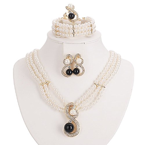 Moochi Gold Plated Crystal Simulated-Pearl Beads Necklaces Jewelry Set