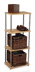 Four Tier Tower Shelf with Metal in Cherry and Chrome Finish