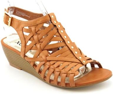 XOXO Sabina Womens Size 6.5 Tan Open Toe Wedge Sandals Shoes