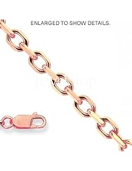 14k Solid Rose Gold 0.8 mm (1/32 Inch) Cable Chain Necklace 20" w/ Lobster Claw Clasp
