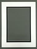 Pack of 5 18x24 White & Black Double Picture Mats with White Core Bevel Cut for 13x19 Pictures