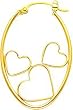 14K Yellow Gold Oval Hearts Hoop Earrings Jewelry