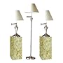 Set of 3 Satin Steel Finish Swing Arm Table & Floor Lamp Set