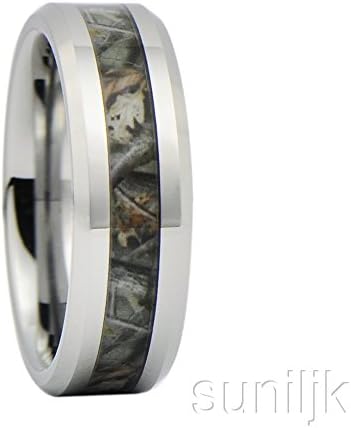 Unisex Camo Hunting Brown/Green Camouflage 7mm Tungsten Wedding Band Ri (10.5)