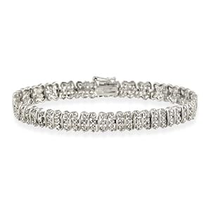 Sterling Silver Pattern Tennis Bracelet