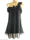 Black One Shoulder Chiffon Dress – Size 14 – £27.95