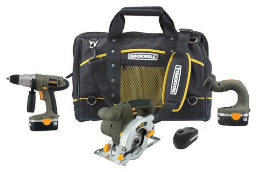 Rockwell ProGrade RK1813K2 18-Volt Cordless 3-Tool Combo Kit with Drill, Circular Saw, and Light