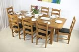 6ft Oxford Dining Room Extension Table With 8 Oxford Oak Framed And Leather Seated Chairs Furniture Set