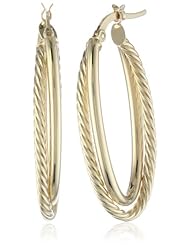 14k Italian Yellow Gold Fancy Double Twisted Hoop Earrings