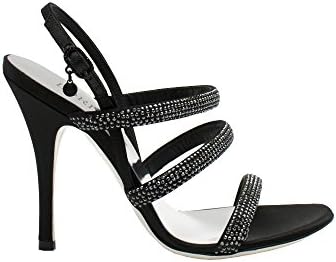 Loriblu Black Satin Slingback With Crystals