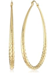 Gold Plated Diamond-Cut Graduated Hoop Earrings, (1.68" Diameter)