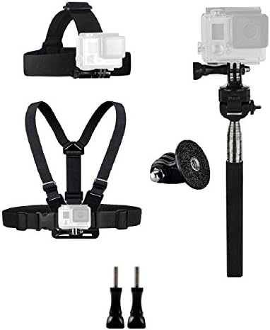 Universal Waterproof Sport Action Camera Accessories ,Yutop Head Strap Mount + Chest Mount Harness/Chesty Strap + Extendable Self Monopod +J-Hook Buckle Mount + Tripod Mount