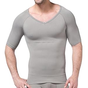 H:oter® Mens Nylon Compression V-Neck T-shirt, Grey - XL