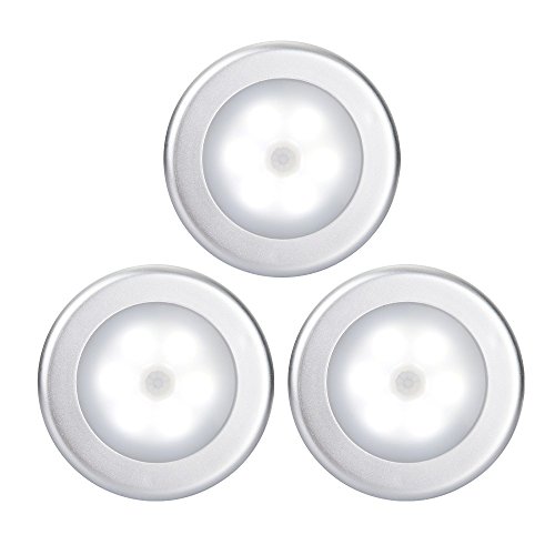 3PCS Motion Sensor Light, Kohree Battery-Operated LED Night Light, Closet Light, Stick-Anywhere Wall Light, Stair Light Great for Hallway, Closet, Stairs, Bathroom, Bedroom, Kitchen, Nursery-with FREE 3M Adhesive Pads
