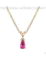0.75ct. Natural Untreated Pink Sapphire Pendant with 3 dia. 0.06ct. total.