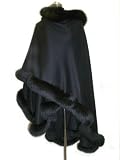 Luxurious 100% Cashmere Wide Cape w/3-3.5 Inches Fox Border