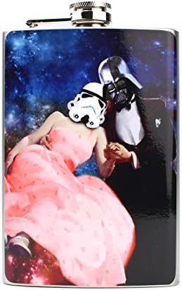 Star Wars Flask - Nerd Gifts Handcrafted Flask for Men - Stainless Steel Flask Designs Made in USA - Whiskey Flasks Printed in Stunning Detail - 8 oz (Star Wars - Wedding Couple)
