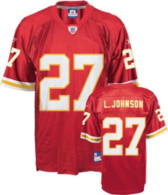 Reebok NFL Equipment Kansas City Chiefs #27 Larry Johnson Red Replica Football Jersey (X-Large)