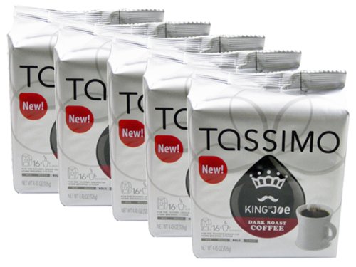 Tassimo T-Discs: King of Joe Dark Roast T-Disc Pods (Case of 5 packages; 80 T-Discs Total)