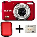 Fujifilm FinePix JX530 Red + 4gb Memory + Case (14MP, 5x Optical Zoom) 2.7 inch LCD