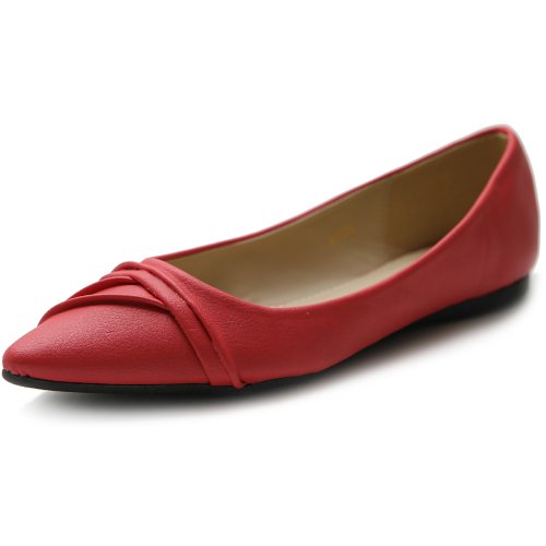 Ollio Women's Shoe Ballet Dress Pleated Pointed Toe Flat