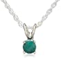 Sterling Silver 4mm Round Emerald Pendant with Light Rope Chain Necklace, 18"
