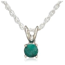 Buy Sterling Silver 4mm Round Emerald Pendant w Light Rope Chain, 18 by Amazon.com Collection