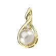 14K Yellow Gold Akoya Cultured Pearl and Diamond Pendant - 7.00mm