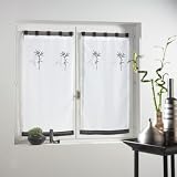 Paire de voilages droits (H120 cm) Bambou Blanc et Noir