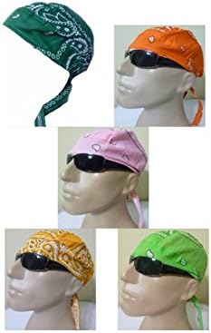5 Paisley Skull Cap Set Bandana DuRag Pink Green Orange Yellow