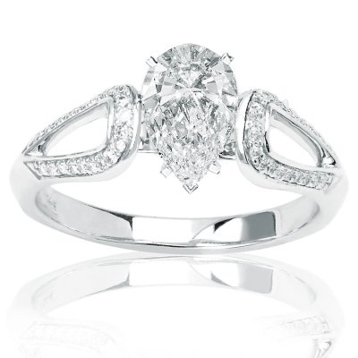 Pave Set Round Diamonds Engagement Ring with a 1.2 Carat Heart Cut / Shape H-J Color VS2 Clarity Independently Appraised Center Stone and 0.25 Carats of Side Diamonds (1.45 Cttw)