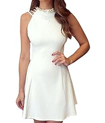Sexy Sleeveless High-Neck Round Neck Cocktail Summer Skater Dress/Club Dress/Party Dress/Mini Dress 