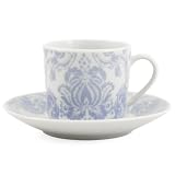 Periwinkle Floral Espresso Cup & Saucer Demitasse set, Service for 6