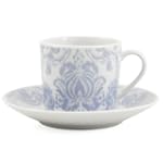 Periwinkle Floral Espresso Cup & Saucer Demitasse set, Service for 6