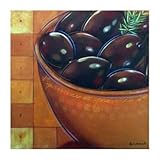 IMAGE OF Bol Olives Noires Beautiful MUSEUM WRAP CANVAS Print with Added BRUSHSTROKES Chantal Godbout 12x12