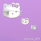 Alrens_DIY(TM)3pcs Cute Cats Crystal DIY Mirror Effect Reflective 3D Wall Stickers Home Decoration Living Room Bedroom Bathroom Decor Mural Decal adesivo de parede Removable Kid's Room Design Art